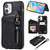 Zipper Double Buckle Shockproof Protective Case with Stand & Photo Holder & Wallet Function