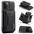 DG.MING M2 Series 3-Fold Multi Card Bag + Magnetic Back Cover Shockproof Case with Wallet & Holder Function