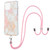 Electroplating Splicing Marble Pattern Dual-side IMD TPU Shockproof Case with Neck Lanyard