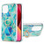 Electroplating Splicing Marble Pattern Dual-side IMD TPU Shockproof Case with Ring Holder