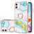 Electroplating Marble Pattern IMD TPU Shockproof Case with Ring Holder