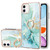 Electroplating Marble Pattern IMD TPU Shockproof Case with Ring Holder