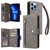 Rivet Buckle 9 Cards Three Fold Leather Phone Case