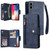 Rivet Buckle 9 Cards Three Fold Leather Phone Case