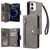 Rivet Buckle 9 Cards Three Fold Leather Phone Case