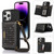 Three-fold RFID Leather Phone Case with Lanyard