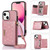 Three-fold RFID Leather Phone Case with Lanyard