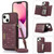 Three-fold RFID Leather Phone Case with Lanyard