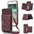 Three-fold RFID Leather Phone Case with Lanyard