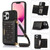 Three-fold RFID Leather Phone Case with Lanyard