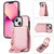 Rhombic Texture RFID Phone Case with Lanyard & Mirror