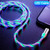 2 in 1 USB to 8 Pin + Micro USB Magnetic Suction Colorful Streamer Mobile Phone Charging Cable, Length: 1m