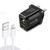 F002C QC3.0 USB + USB 2.0 LED Digital Display Fast Charger with USB to 8 Pin Data Cable, UK Plug