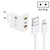45W PD25W + 2 x QC3.0 USB Multi Port Charger with USB to 8 Pin Cable, EU Plug