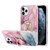 Four Corners Shocproof Flow Gold Marble IMD Back Cover Case with Metal Rhinestone Ring