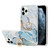 Four Corners Shocproof Flow Gold Marble IMD Back Cover Case with Metal Rhinestone Ring