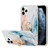 Four Corners Shocproof Flow Gold Marble IMD Back Cover Case with Metal Rhinestone Ring