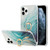Four Corners Shocproof Flow Gold Marble IMD Back Cover Case with Metal Rhinestone Ring