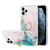 Four Corners Shocproof Flow Gold Marble IMD Back Cover Case with Metal Rhinestone Ring