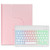 Three-color Backlight White 360 Degree Rotatable Bluetooth Keyboard Leather Case
