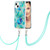Electroplating Splicing Marble Pattern IMD TPU Shockproof Case with Neck Lanyard