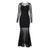 Dark Style Square Collar Pleated Mesh Long Sleeve Dress