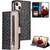Lace Pattern Double Button Zipper Leather Phone Case with Lanyard