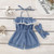 Girls  Jumpsuit Denim Headband Two-Piece Set