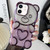 Bear Shape Electroplated TPU Phone Case with Gradient Glitter Paper
