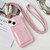 Metallic Paint Skin Feel Full Coverage Shockproof Phone Case with Card Bag + Lanyard