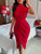 Sexy Style Solid Color Stand-up Collar Cinched Split Dress