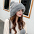 Autumn and Winter Ladies Cotton and Cashmere Skullcap Three Fur Balls Cute Plus Velvet Thickening  Pure Color Knitted Hat