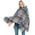 Spring Autumn Winter Checkered Pattern Hooded Cloak Shawl Scarf