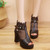 Women Summer Chunky Heel Peep Toe Mesh Sandal Boots Lightweight High Heeled Sandals
