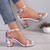 Women Summer Roman Sandals Thick Bottom Slope Heel Printed Buckle High Heels Sandals