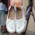 Women Casual Peas Shoes Leather Flats Breathable Hollow Loafers