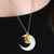 Half-Moon-Shaped Alloy Plated Pendant Necklace With Greetings Engraved At The Backside For Family, Diameter 3cm, Perimeter 9.4cm(Silver+Gold For mam)