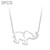 3 PCS Women Stainless Steel Origami Elephant Pendant Necklaces