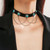 Punk Vintage Velvet Clavicle Chain Metal Rock Necklace, Spec: