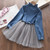 Girls Denim Jacket + Mesh Skirt Two Sets