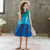 Girls Skirt Contrast Stitching Lace Neckline Sleeveless Contrast Stitching Dress