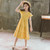 Girls Short-sleeved Dark Jacquard Cotton Round Neck Ruffle Dress