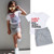 Girls Summer Letter T-shirt Striped Lace Skirt Suit (Color:White Size:130cm)