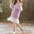 Autumn Girls Fashion Letter Pattern Long Sleeve Lace Stitching Dress