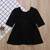 Spring Autumn Girls Solid Color Cotton Three-quarter Sleeve Dress