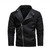 Mens Lapel Leather Motorcycle Jacket