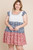 Plus Size Floral Color Block Contrast Tiered Babydoll Dress-43934