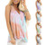 Tie-dye Print V-neck Vest T-shirt for Ladies (Color:Grey Size:S)