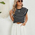 Women Stripe Style Summer Loose Top Basic T-Shirt Round Neck Casual Tank