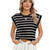 Women Stripe Style Summer Loose Top Basic T-Shirt Round Neck Casual Tank